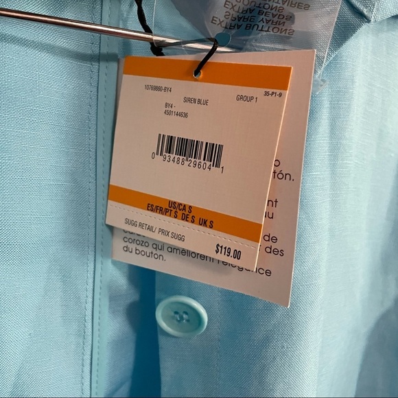 Anne Klein linen top / Jacket blue button down NWT - Picture 3 of 8